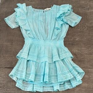 LoveShackFancy Sky Blue Lace Top